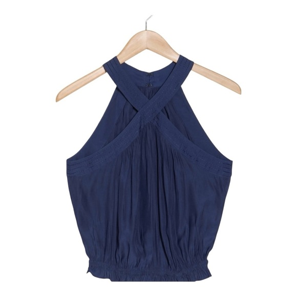 RAMY BROOK Isadora Halter Racerback Top Spring in Navy Blue - Picture 4 of 7